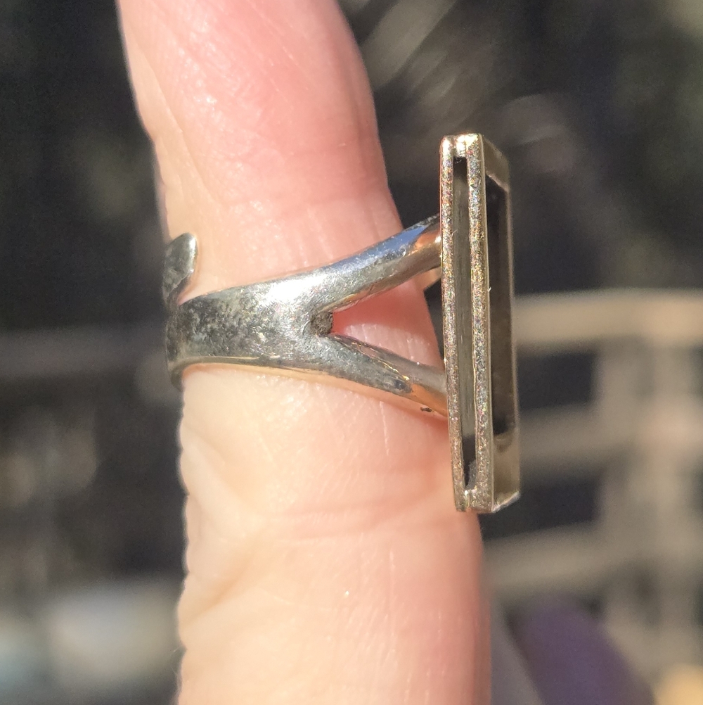 Sterling & Brass Picture Frame Ring Sz7 Adjustable - Picture 5 of 8